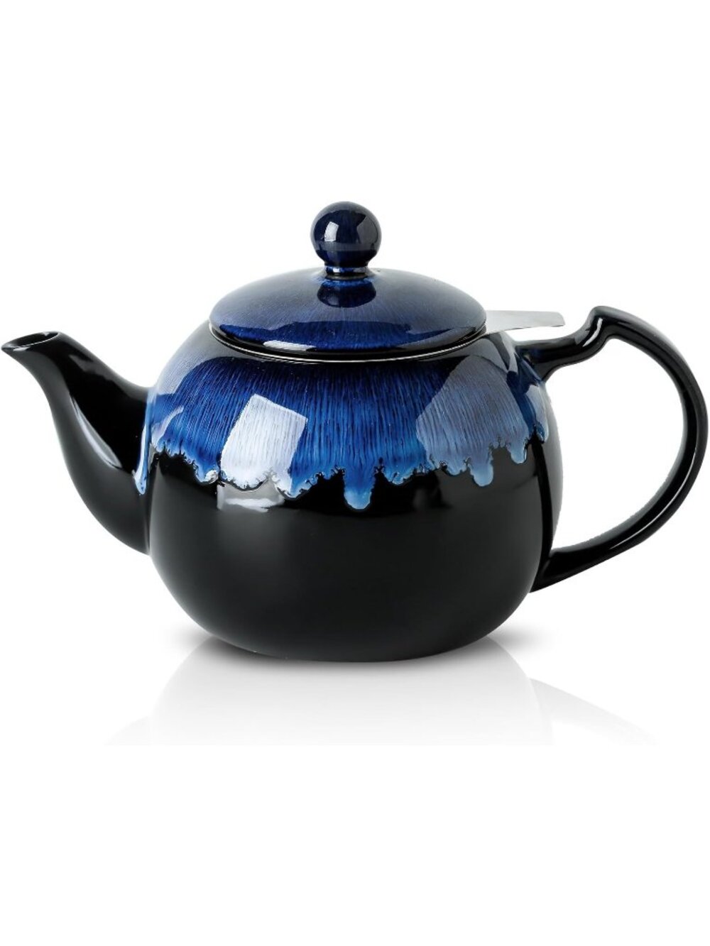 Nebula Blue Ceramic Kitchen Teapot with Infuser 34OZ 6 Cups Loose Tea Strainers
